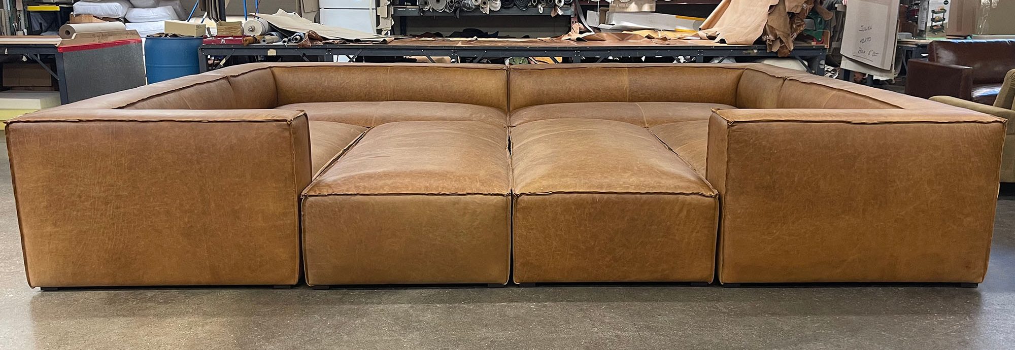 Bonham U Sectional with Full Fit Ottomans in Berkshire Chestnut - front