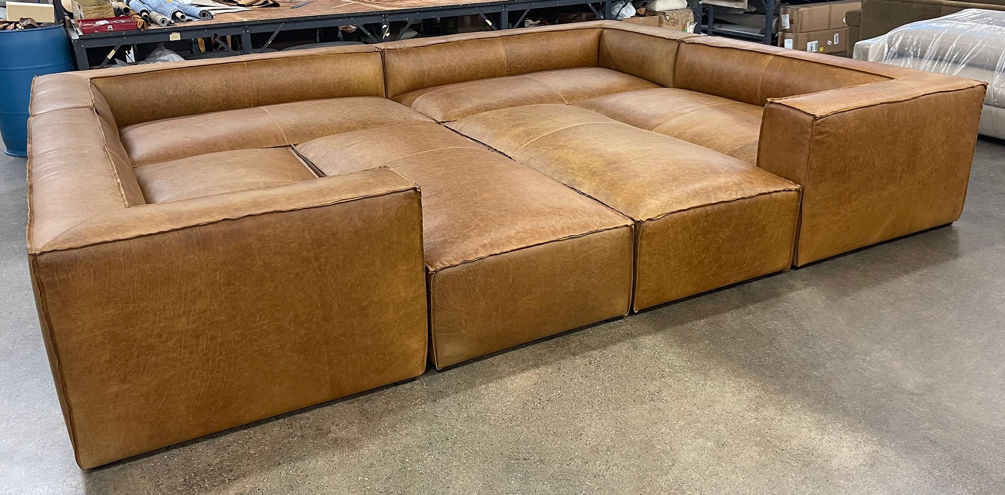 Bonham U Sectional Sofa with Full Fit Ottomans in Berkshire Chestnut - LAF front angle