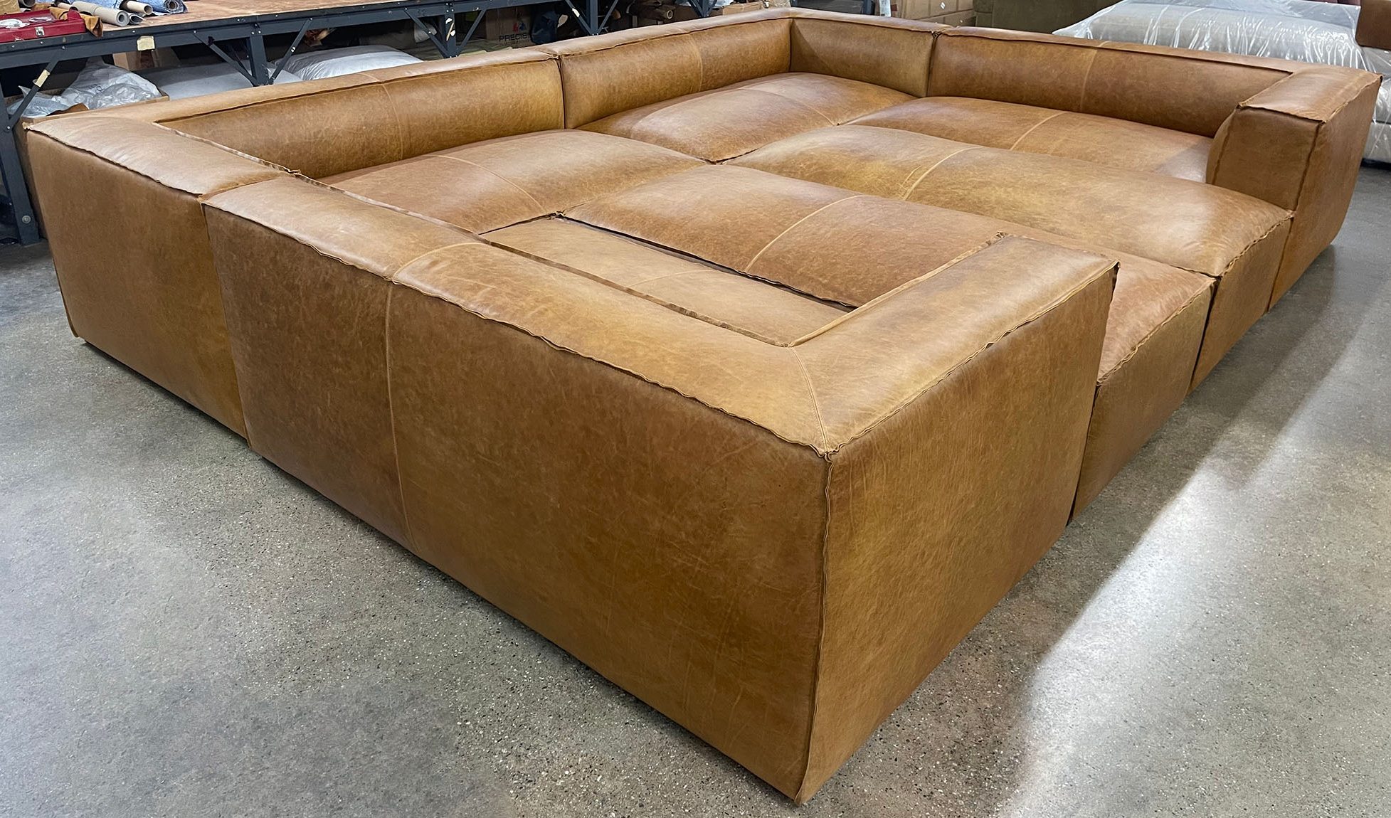 Bonham U Sectional Sofa with Full Fit Ottomans in Berkshire Chestnut – LAF front angle 2