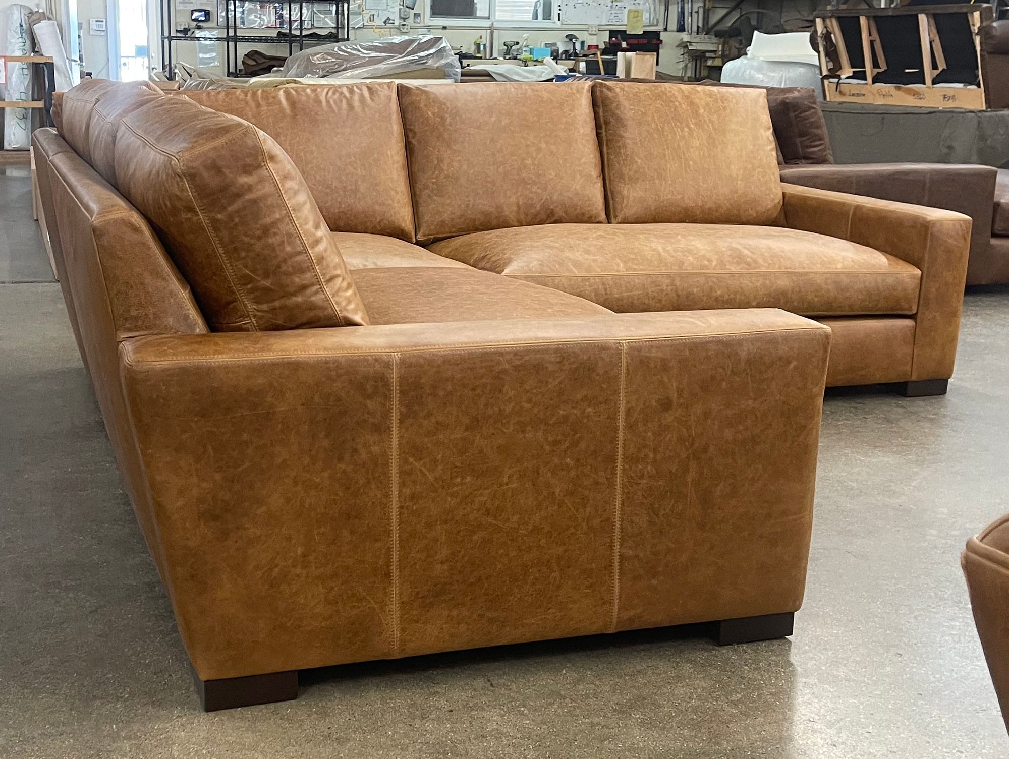 Braxton Corner Sectional in Berkshire Chestnut Leather - LAF side view