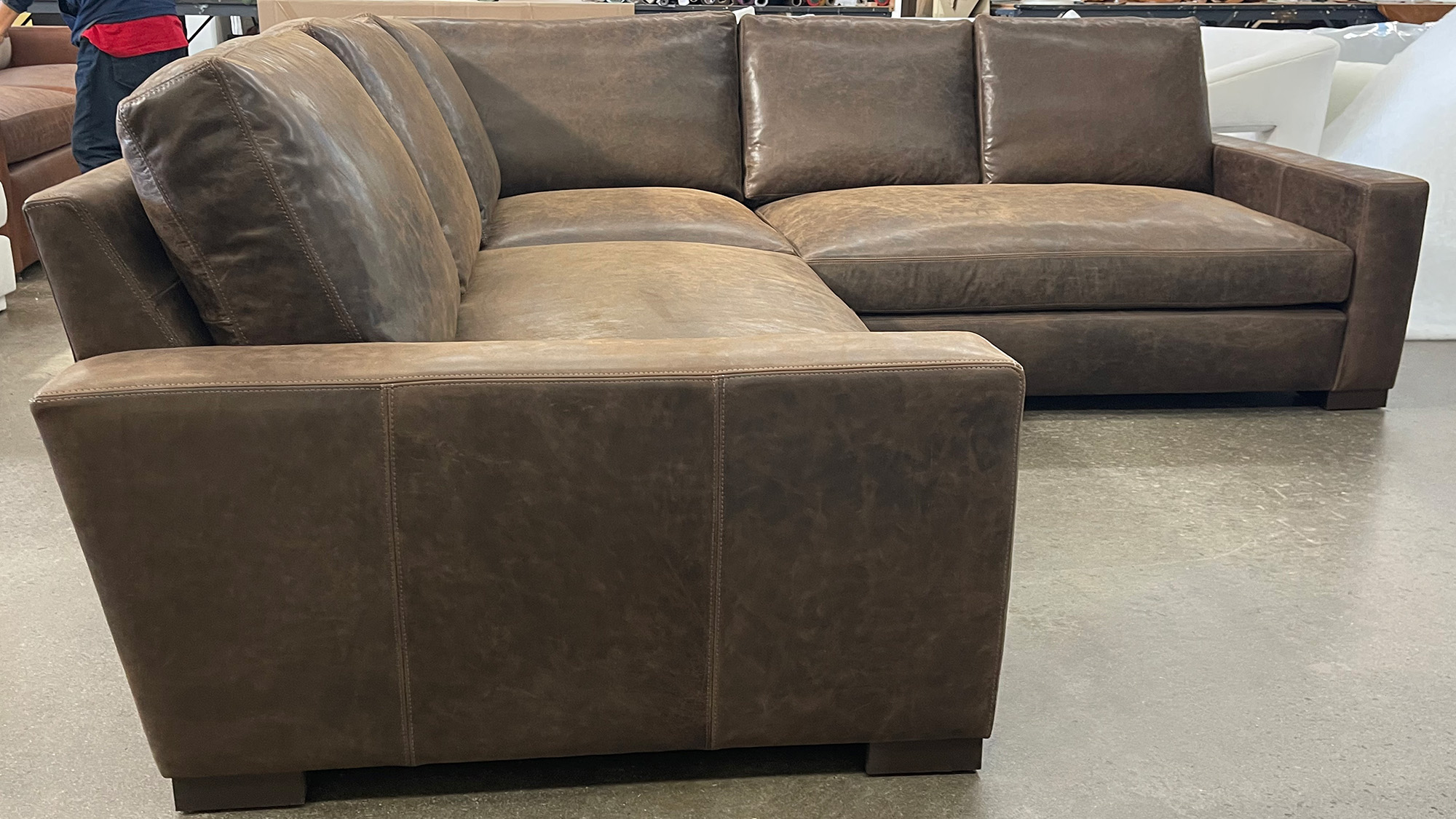 Braxton Corner Sectional in Burnham Molasses Aniline Nubuck Leather - laf side view