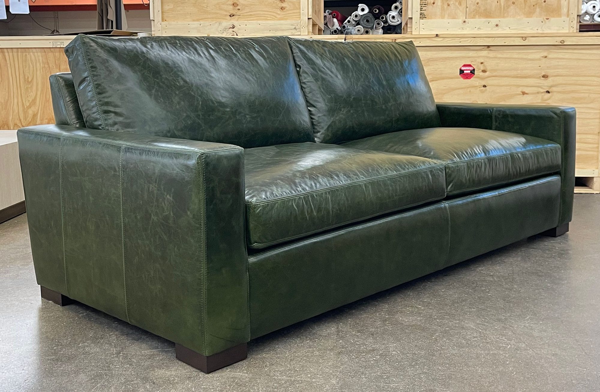 Braxton Leather Sofa in Mont Blanc Winter Pine Leather - LAF front view