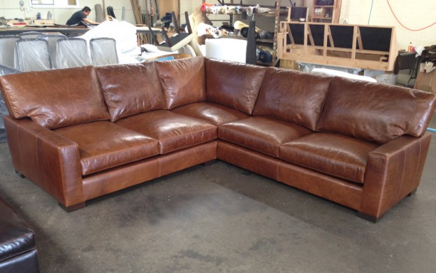 Custom Braxton Corner Sectional with two different depths | Leather ...