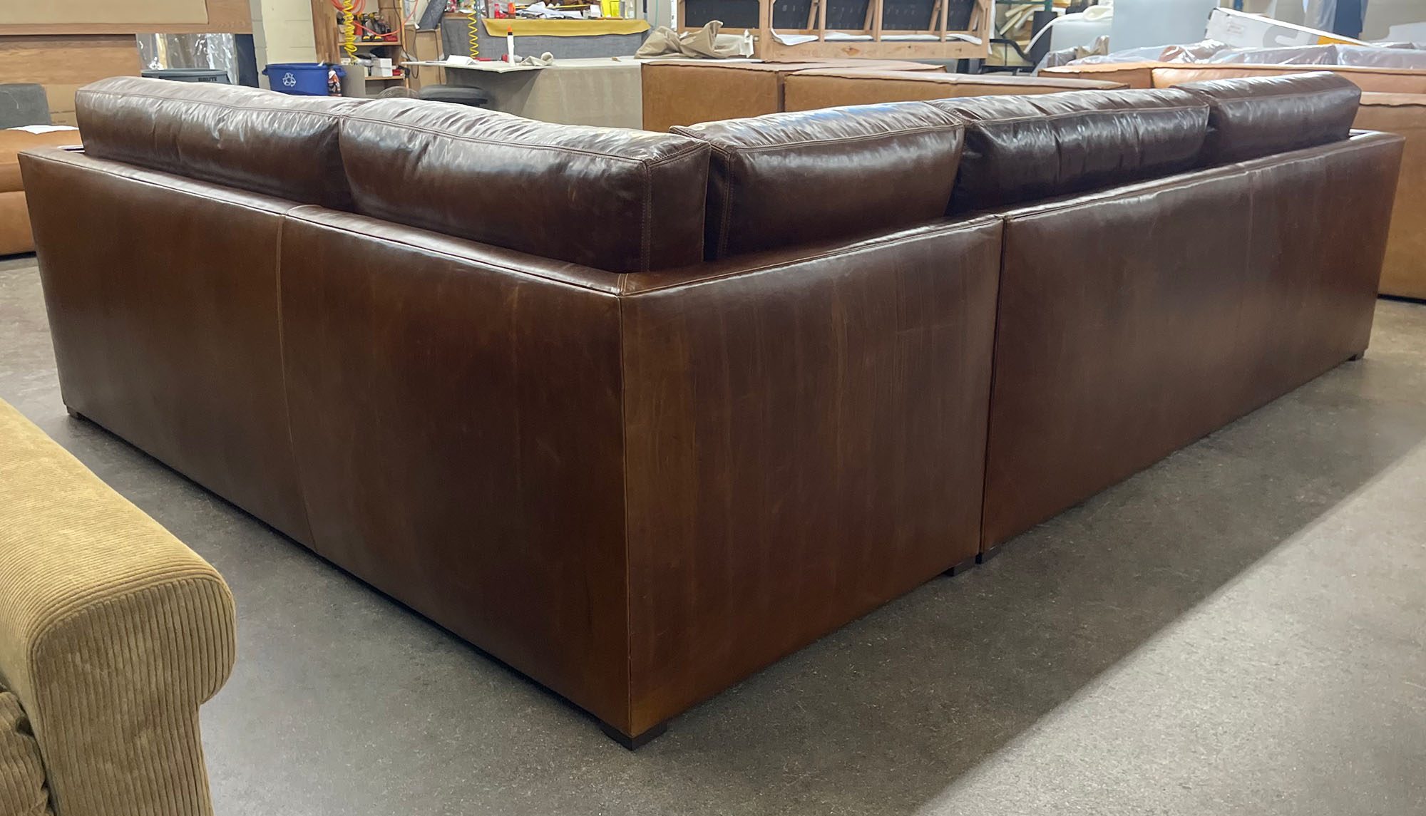 Oscar L Sectional in Italian Mont Blanc Bourbon leather - rear view