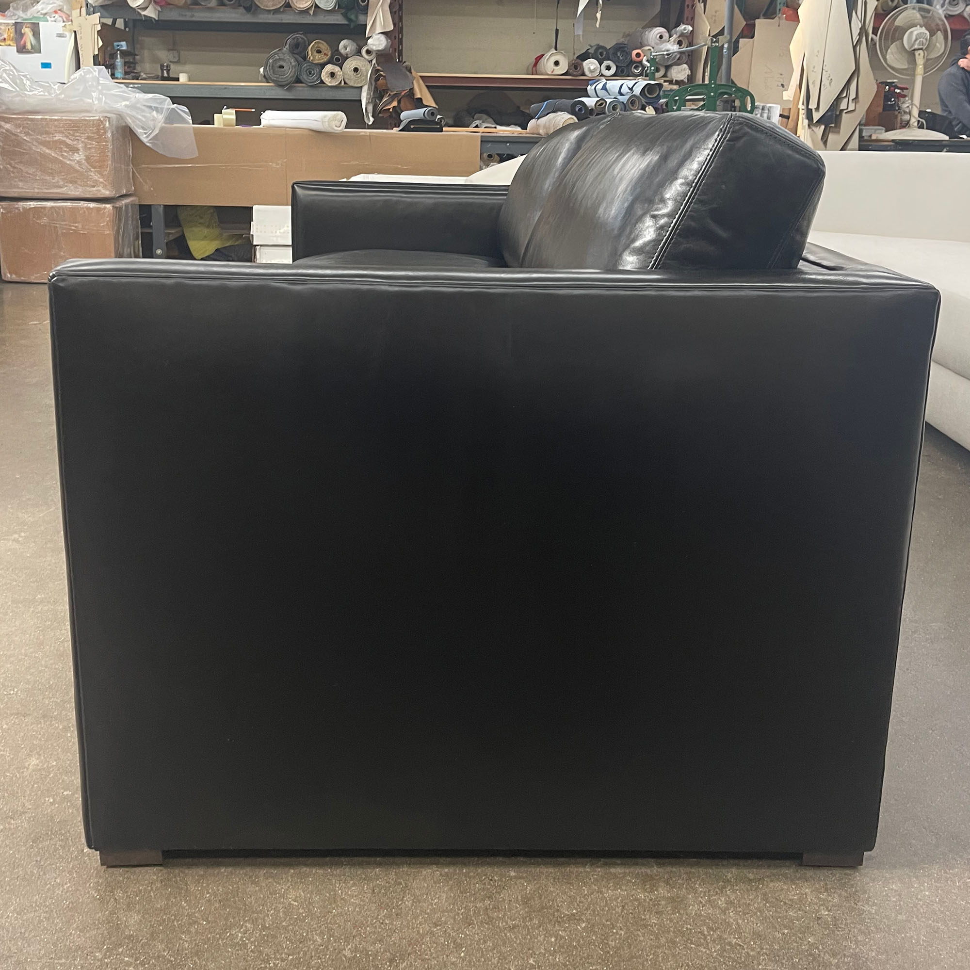 Oscar Sofa in Mont Blanc Midnight Black Full Grain Leather - 7ft - raf side view