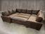 Braxton U Sectional with Full Fit Ottomans in Burnham Molasses Leather - RAF front angle