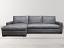 Front view of the LAF Braxton Sofa Chaise Sectional in Glove Mont Blanc Wolf leather