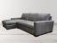 Right front angle view of the LAF Braxton Sofa Chaise Sectional in Glove Timberwolf - Mont Blanc Wolf leather