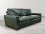 Braxton Twin Cushion Leather Sofa in Mont Blanc Winter Pine Green Leather - front angle - bg