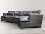 Front side view of the Reno Leather Sectional Sofa with Cuddler in Mont Blanc Timberwolf