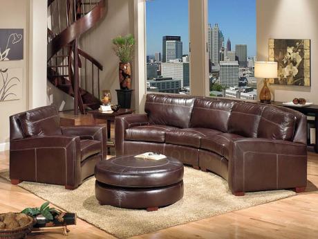 Seattle Leather Sectional Sofa - 100% Top Grain Leather...