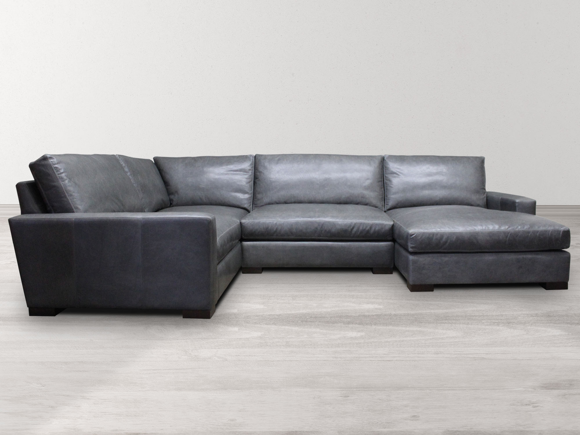 Braxton Mini Leather "L" Sectional Sofa with Chaise