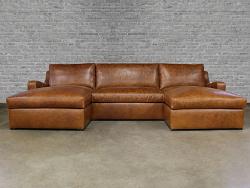 Julien Slope Arm Leather U Chaise Sectional Sofa